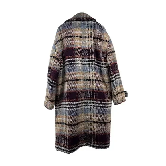 Scotch & Soda Size Large Coat Button Front Wool Blend Winter Tan Brown Blue - Picture 6 of 6